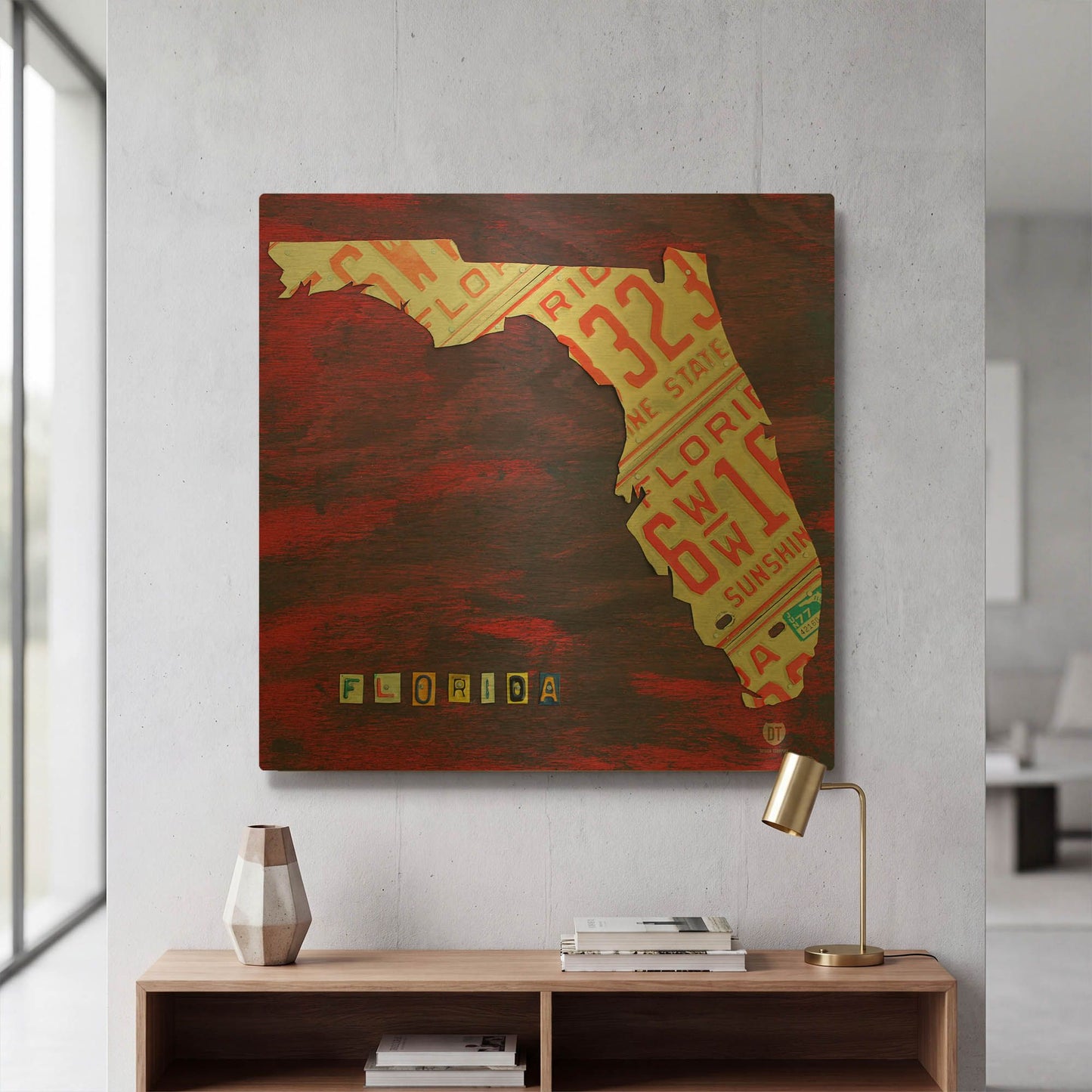 'Florida License Plate' By Design Turnpike Gold Metal Wall Art