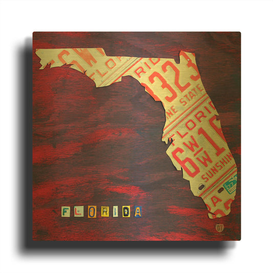 'Florida License Plate' By Design Turnpike Gold Metal Wall Art