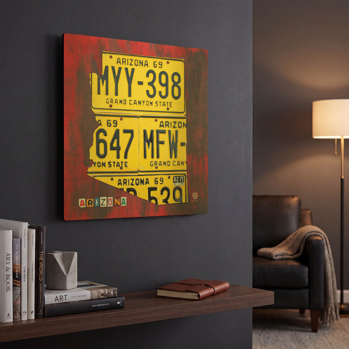 'Arizona License Plate' By Design Turnpike Gold Metal Wall Art