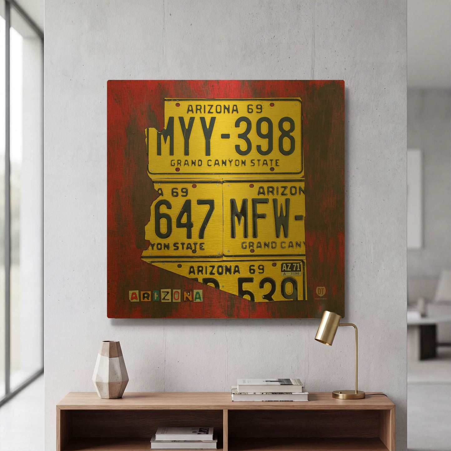 'Arizona License Plate' By Design Turnpike Gold Metal Wall Art