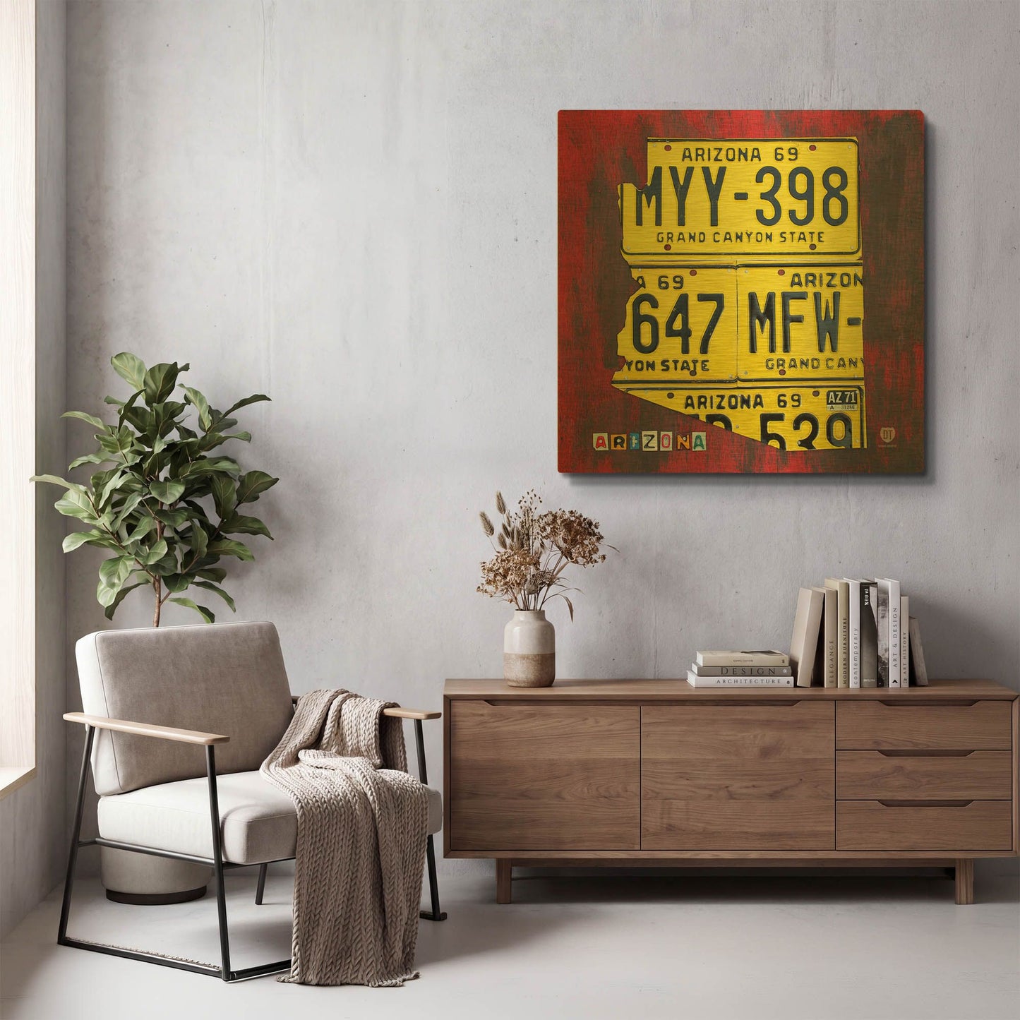 'Arizona License Plate' By Design Turnpike Gold Metal Wall Art