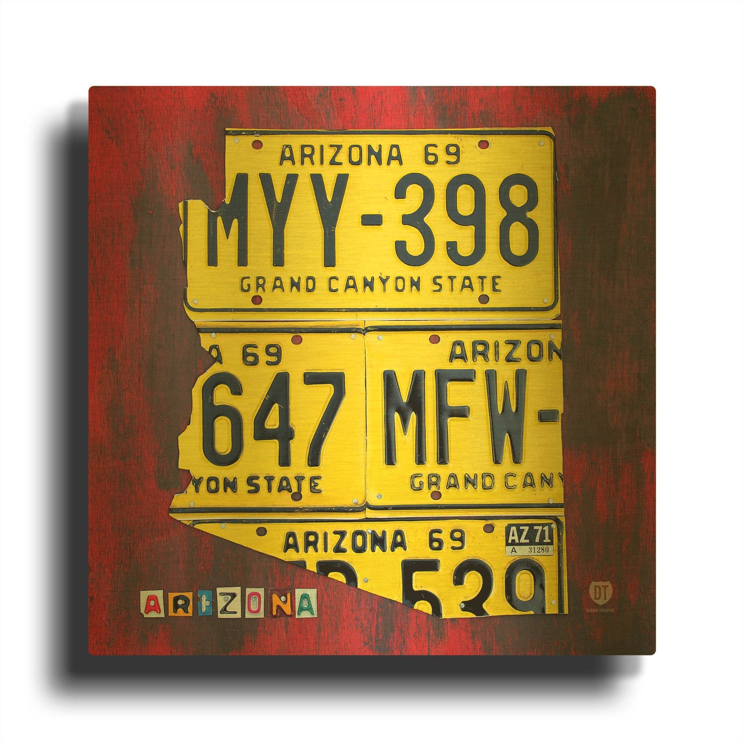 'Arizona License Plate' By Design Turnpike Gold Metal Wall Art