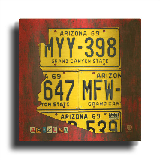 'Arizona License Plate' By Design Turnpike Gold Metal Wall Art