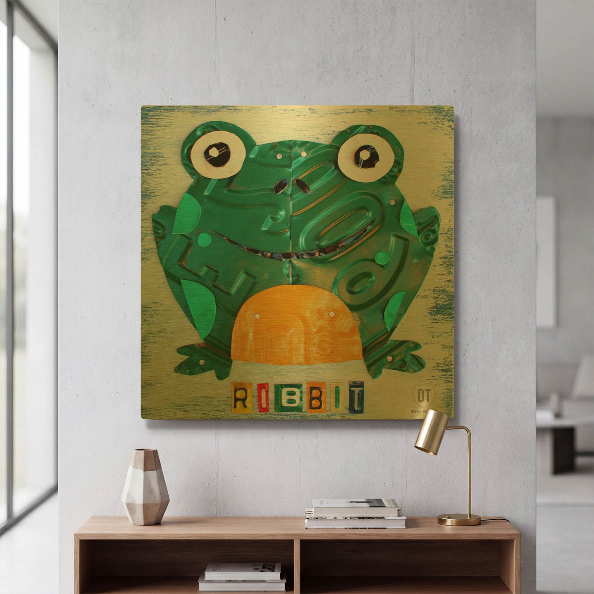 'Ribbit The Frog' By Design Turnpike Gold Metal Wall Art
