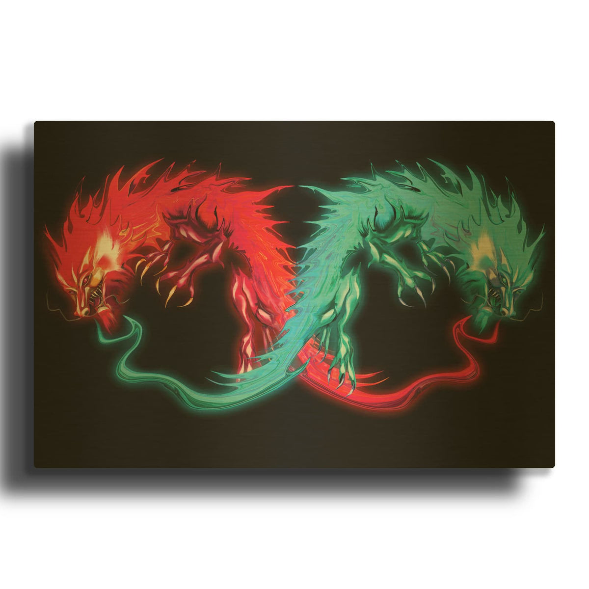 'Double Dragon' By Michael Stewart Gold Metal Wall Art