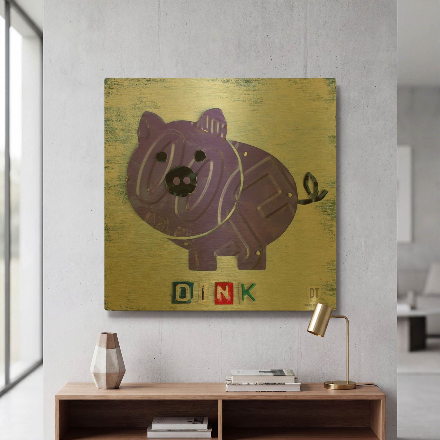 'Oink The Pig' By Design Turnpike Gold Metal Wall Art