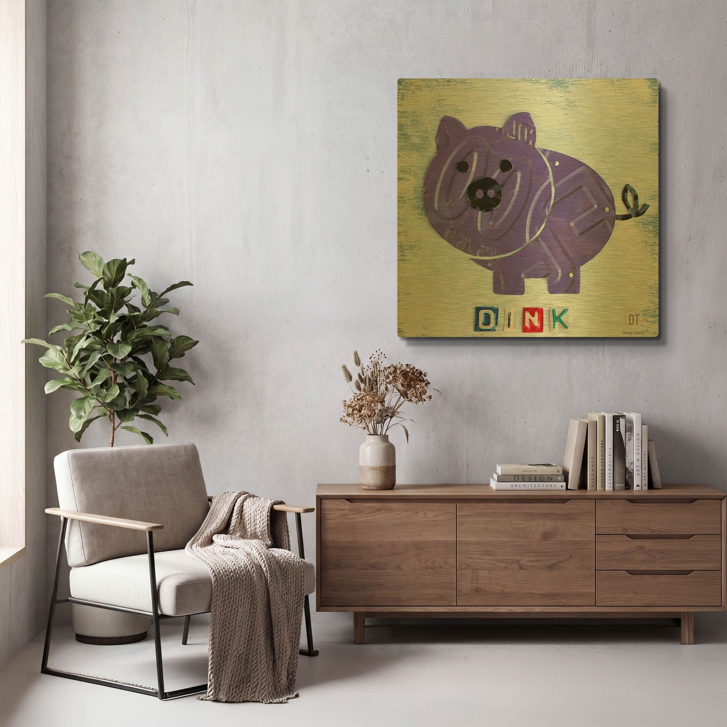 'Oink The Pig' By Design Turnpike Gold Metal Wall Art