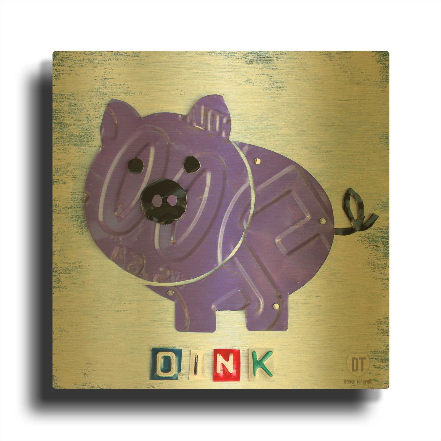 'Oink The Pig' By Design Turnpike Gold Metal Wall Art