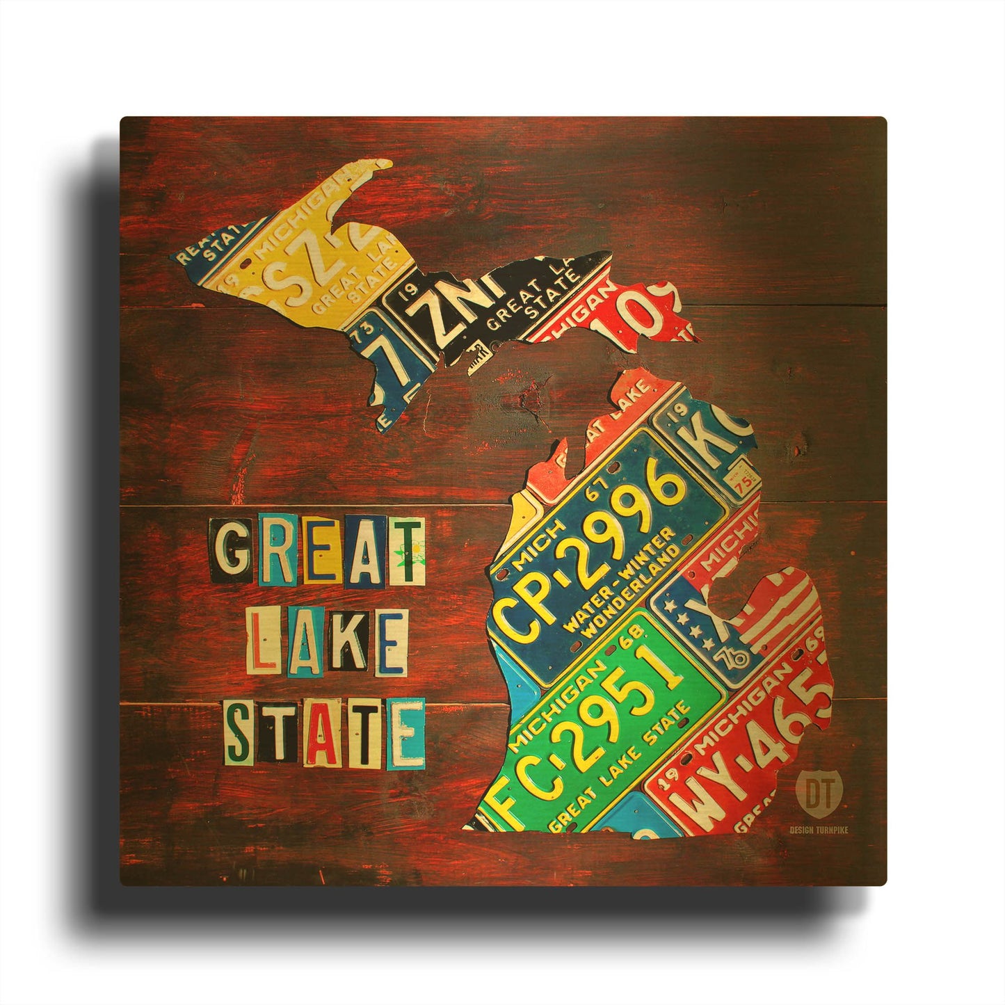 'Michigan License Plate Map Large' By Design Turnpike Gold Metal Wall Art