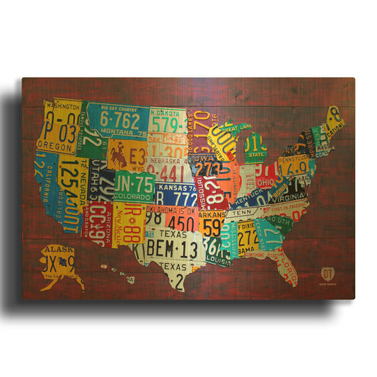 'License Plate Map Usa Large' By Design Turnpike Gold Metal Wall Art