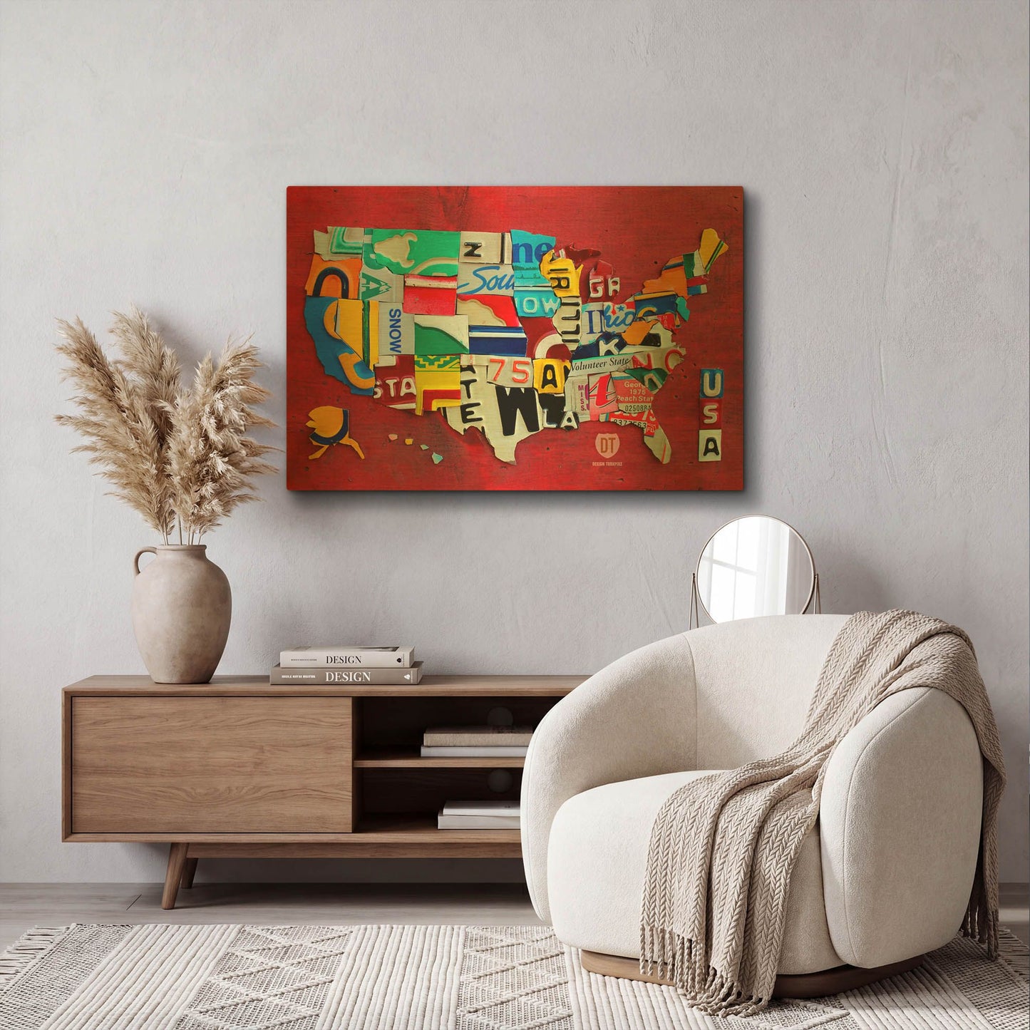 'License Plate Map Miniature' By Design Turnpike Gold Metal Wall Art