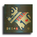 'Texas License Plate Map' By Design Turnpike Gold Metal Wall Art