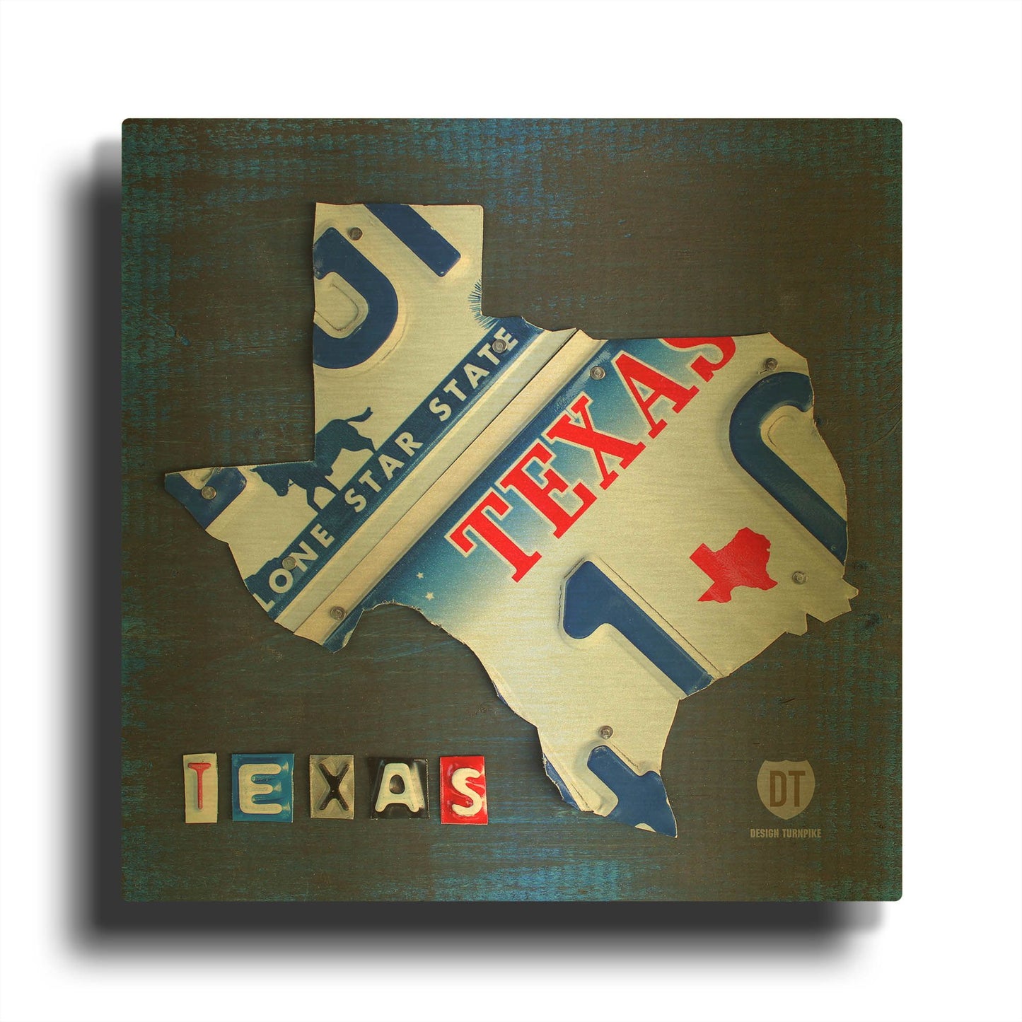 'Texas License Plate Map' By Design Turnpike Gold Metal Wall Art