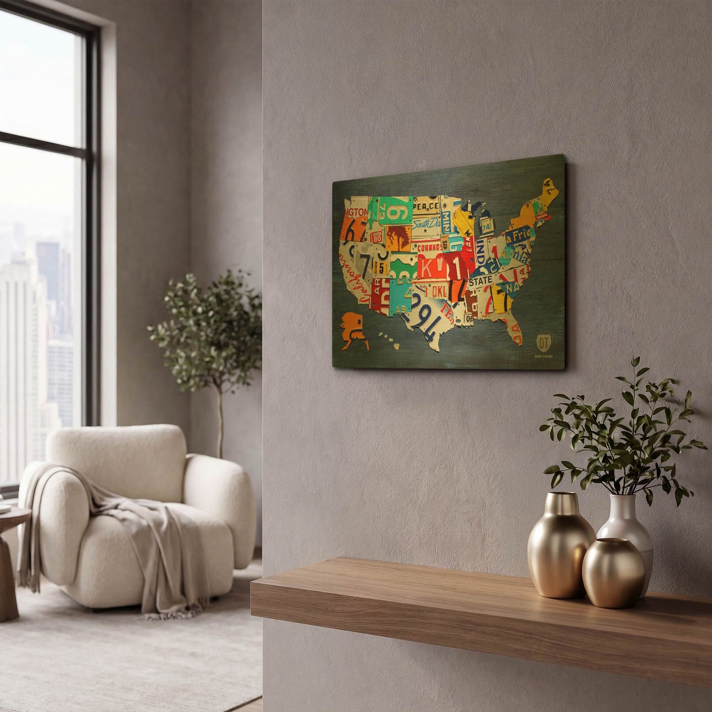 'USA Map' By Design Turnpike Gold Metal Wall Art