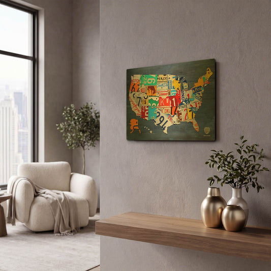 'USA Map' By Design Turnpike Gold Metal Wall Art