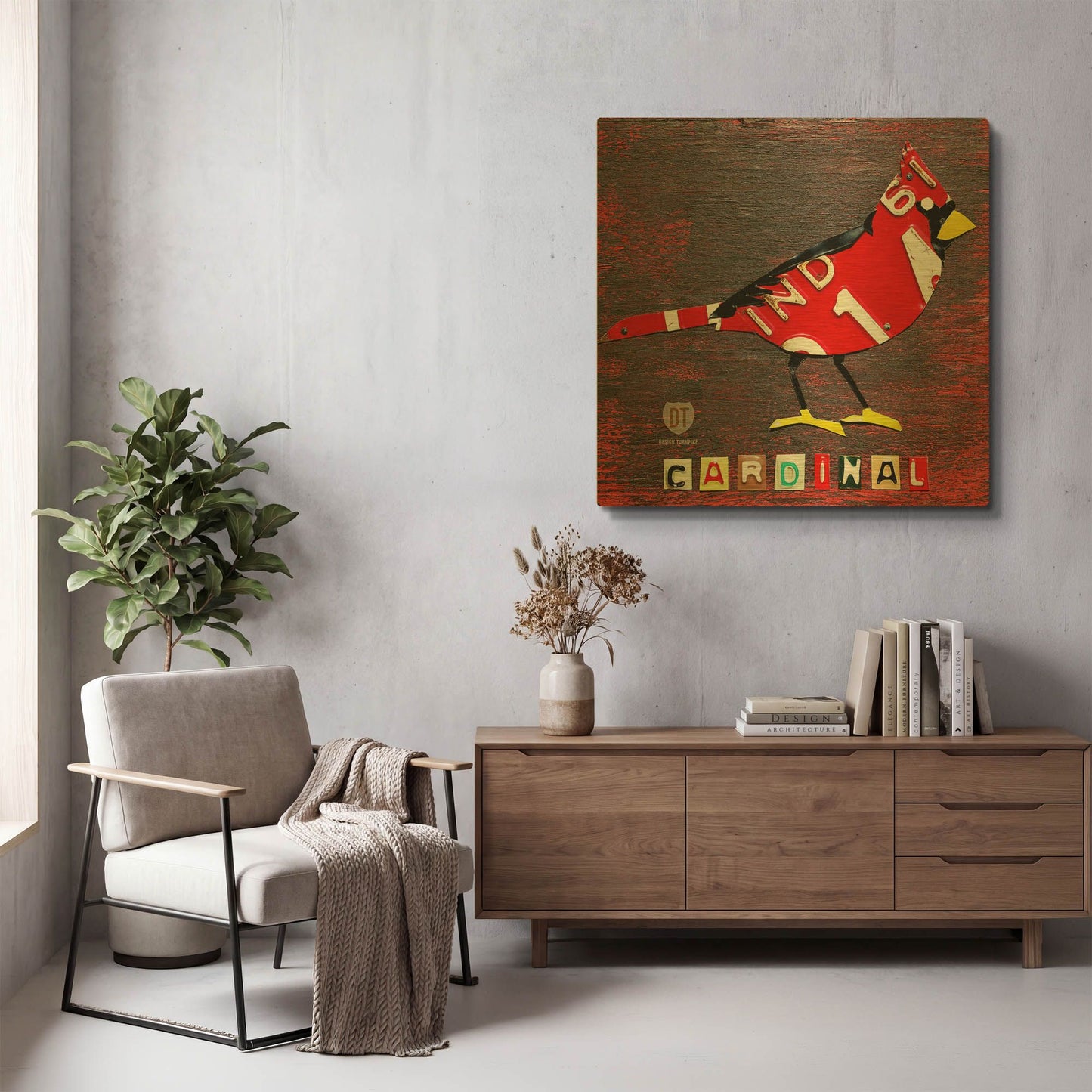 'Indiana Cardinal' By Design Turnpike Gold Metal Wall Art