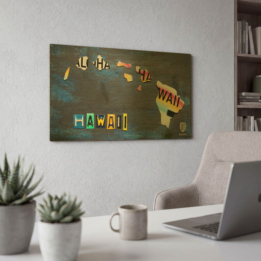 'Hawaii State Map' By Design Turnpike Gold Metal Wall Art