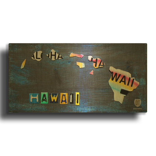 'Hawaii State Map' By Design Turnpike Gold Metal Wall Art