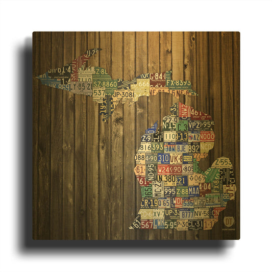 'Michigan Counties License Plate' By Design Turnpike Gold Metal Wall Art