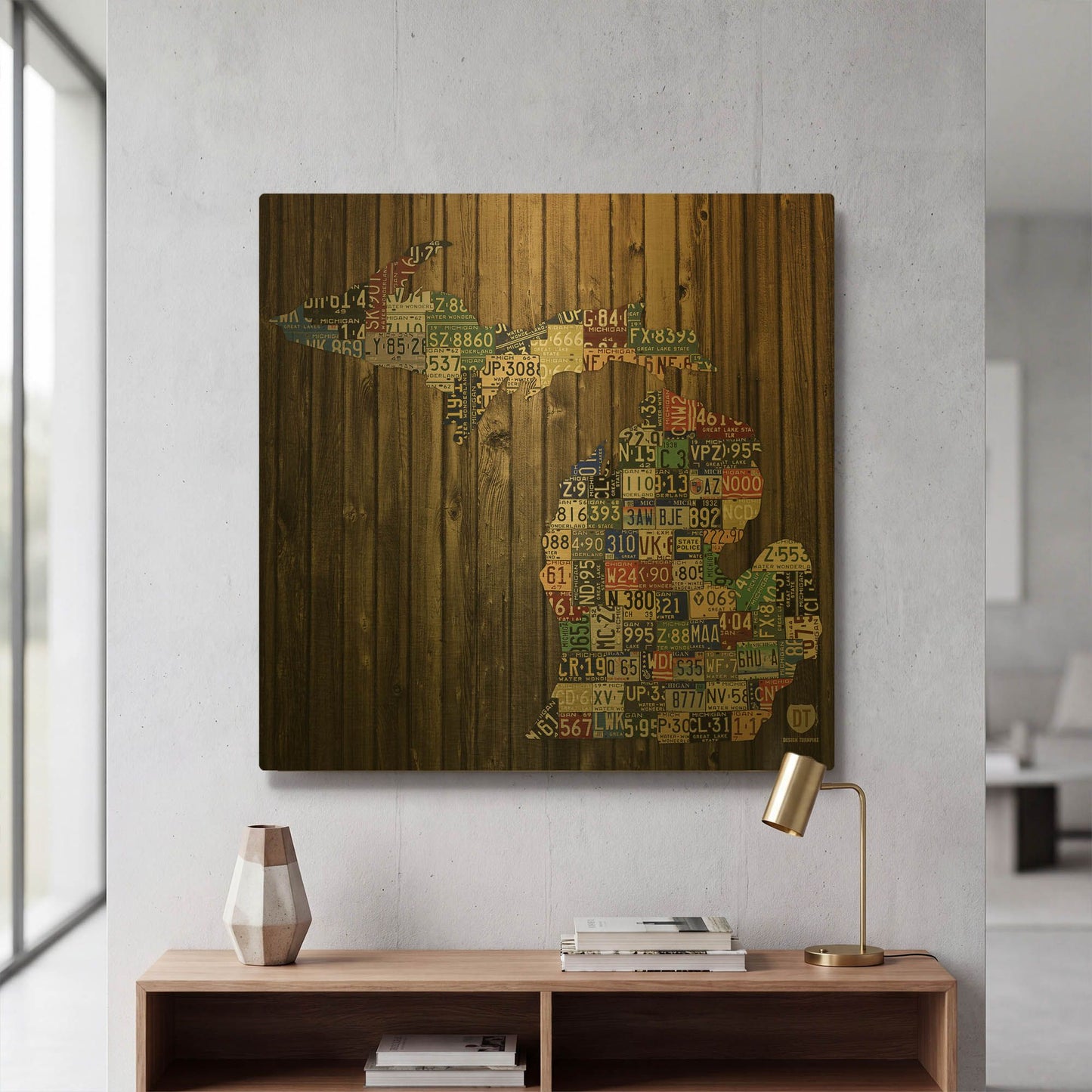 'Michigan Counties License Plate' By Design Turnpike Gold Metal Wall Art
