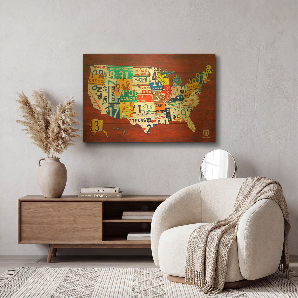 'License Plate Map USA' By Design Turnpike Gold Metal Wall Art