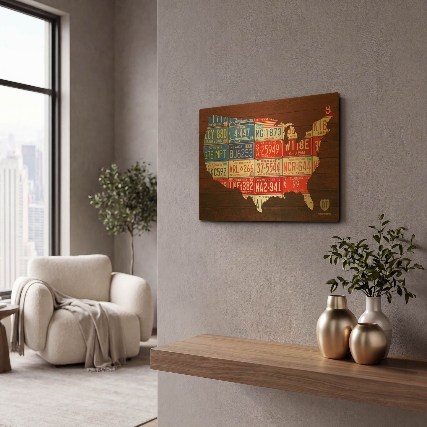 'USA Flag Map' By Design Turnpike Gold Metal Wall Art