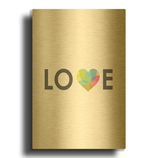 'Love' By Volkan Dalyan Gold Metal Wall Art