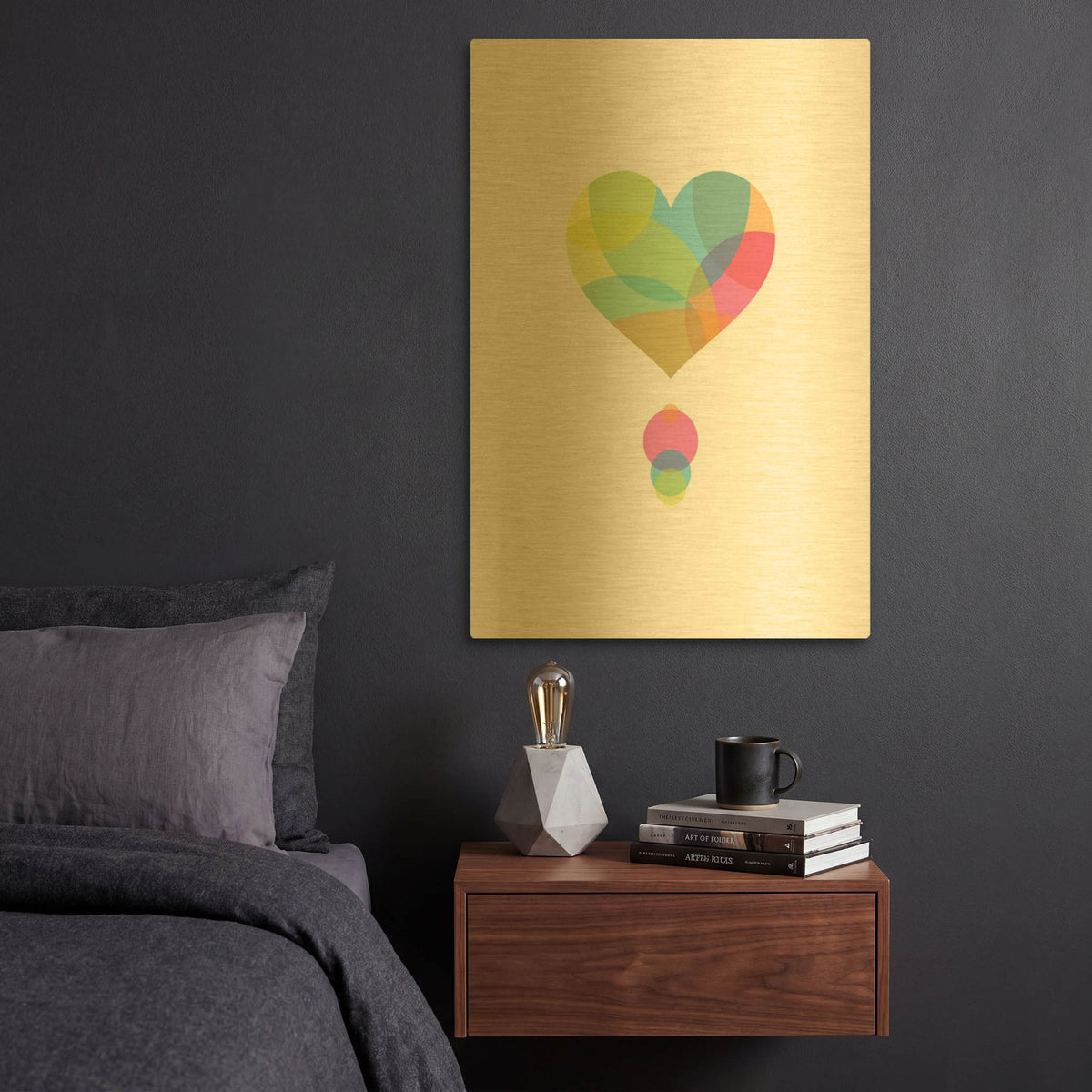 'Colors of a Heart' By Volkan Dalyan Gold Metal Wall Art