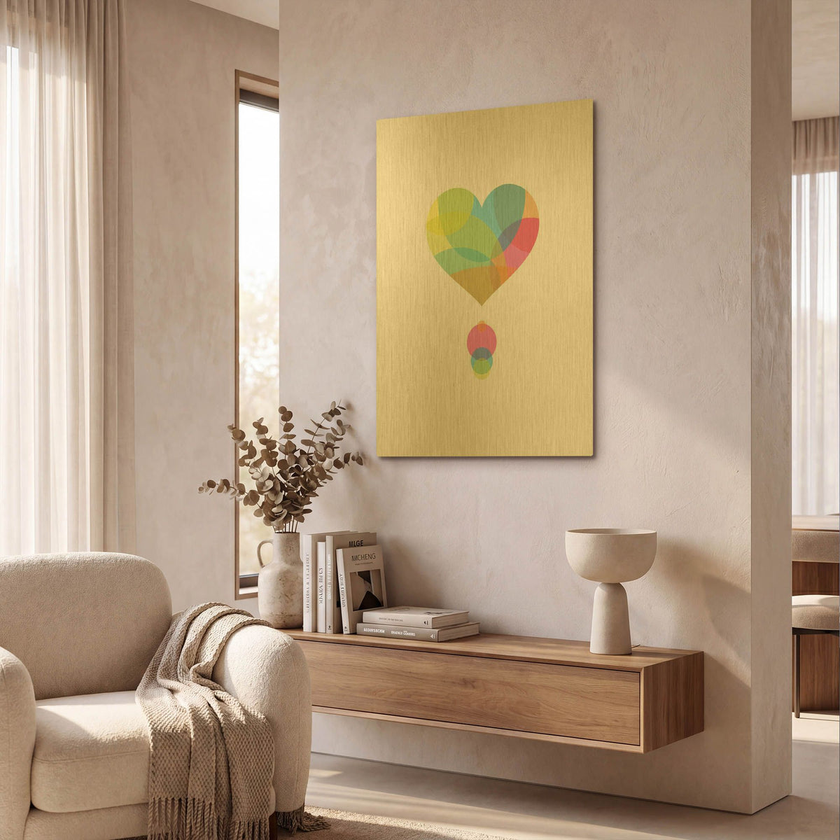 'Colors of a Heart' By Volkan Dalyan Gold Metal Wall Art