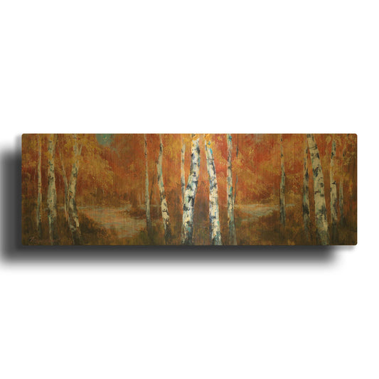'Autumn Birch II' By Art Fronckowiak Gold Metal Wall Art