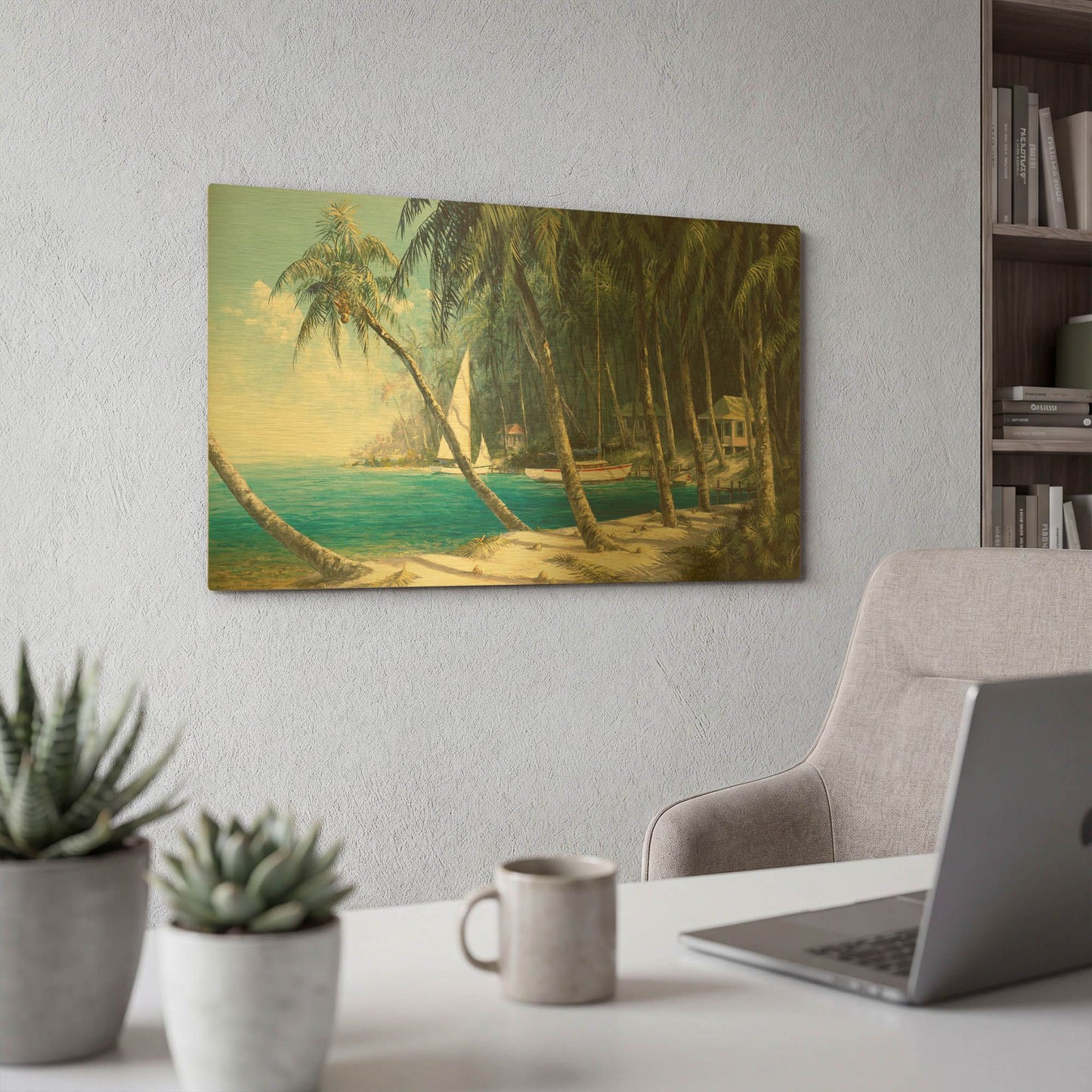 'Bali Cove' By Art Fronckowiak Gold Metal Wall Art