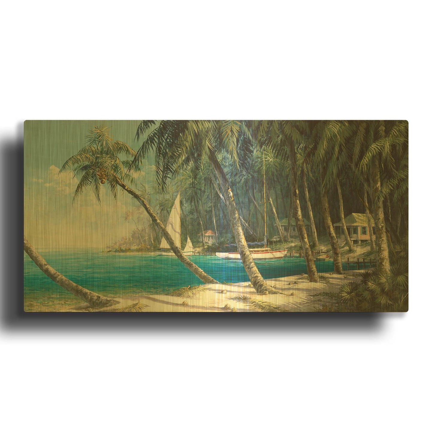 'Bali Cove' By Art Fronckowiak Gold Metal Wall Art