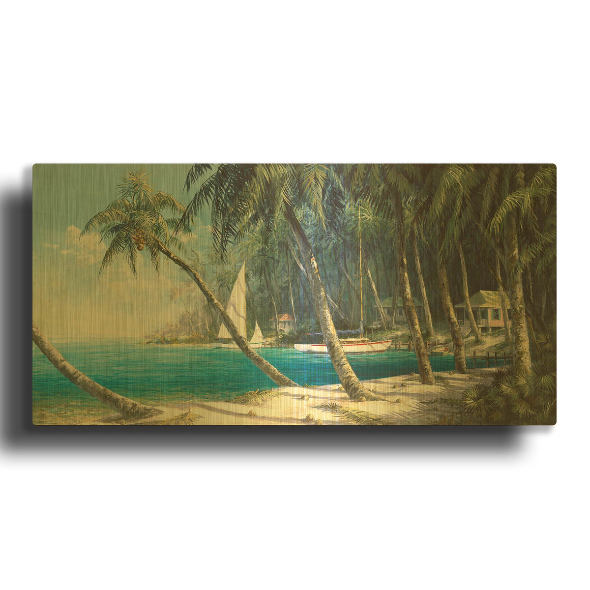 'Bali Cove' By Art Fronckowiak Gold Metal Wall Art
