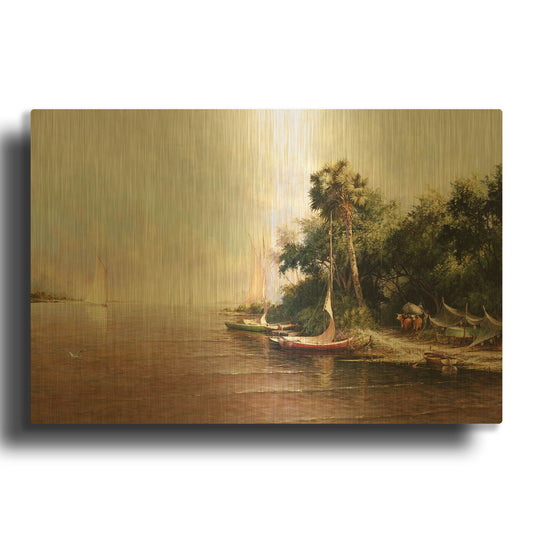 'Fisherman Landing' By Art Fronckowiak Gold Metal Wall Art