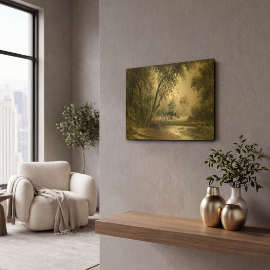 'Forked Creek' By Art Fronckowiak Gold Metal Wall Art
