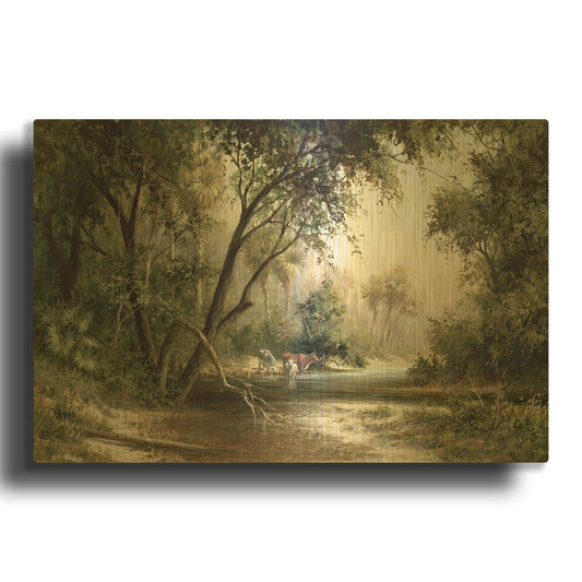 'Forked Creek' By Art Fronckowiak Gold Metal Wall Art