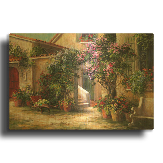 'Garden Courtyard' By Art Fronckowiak Gold Metal Wall Art