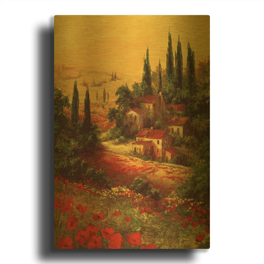 'Toscano Valley I' By Art Fronckowiak Gold Metal Wall Art