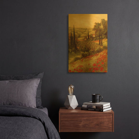 'Toscano Valley II' By Art Fronckowiak Gold Metal Wall Art
