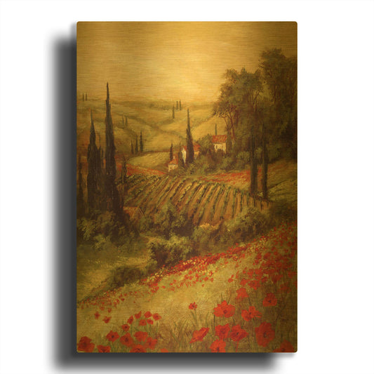 'Toscano Valley II' By Art Fronckowiak Gold Metal Wall Art