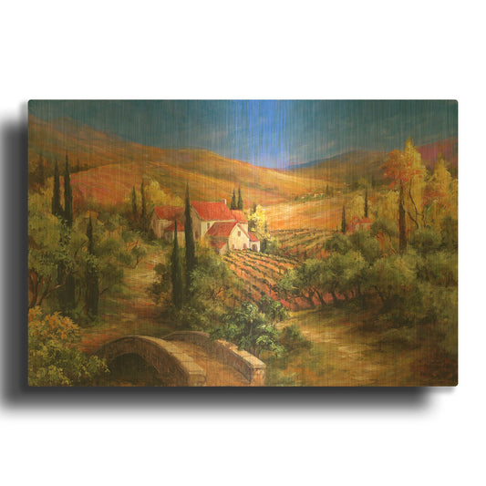 'Tuscan Bridge' By Art Fronckowiak Gold Metal Wall Art