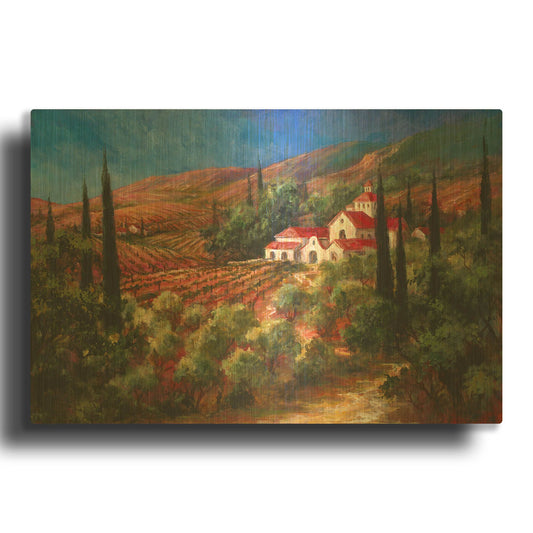 'Tuscan Monastery' By Art Fronckowiak Gold Metal Wall Art