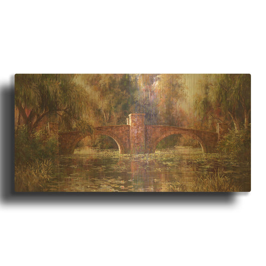 'Willow Bridge' By Art Fronckowiak Gold Metal Wall Art