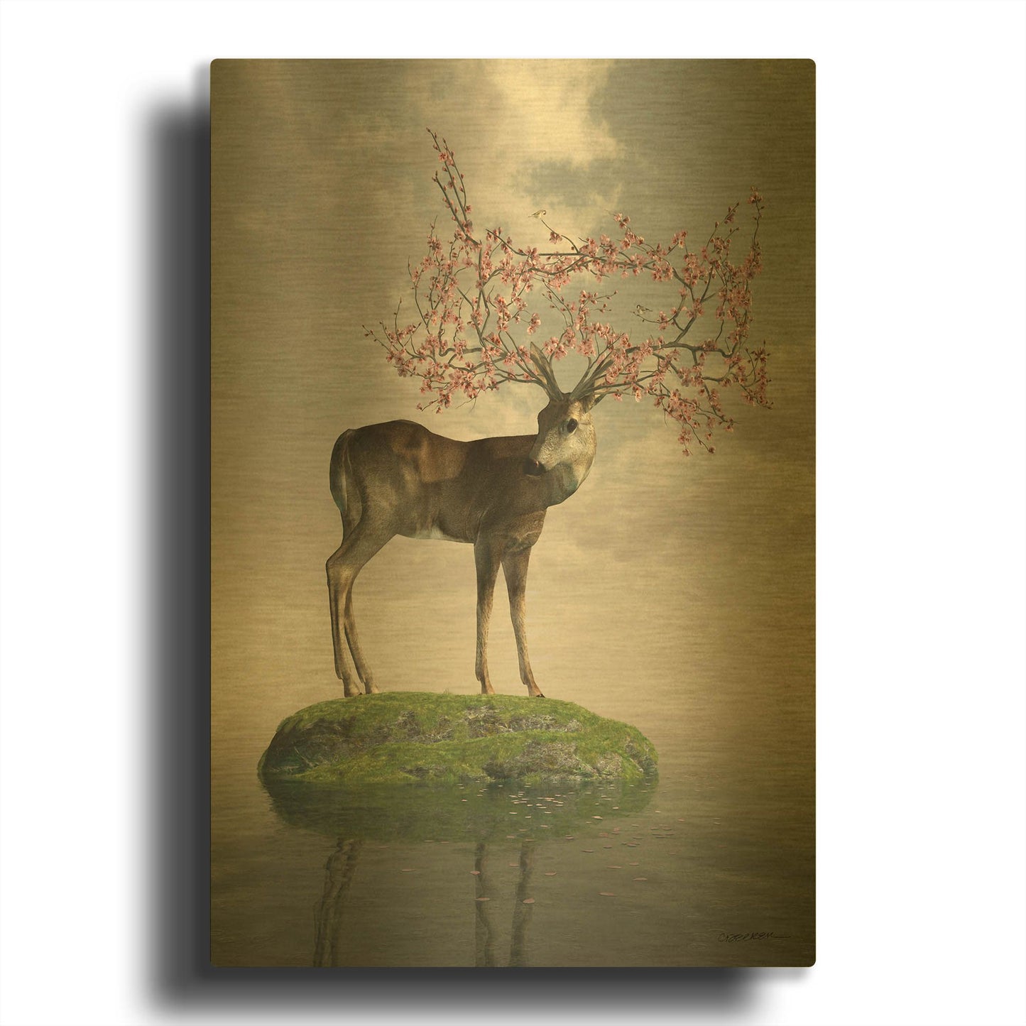 'The Guardian of Spring' By Cynthia Decker Gold Metal Wall Art