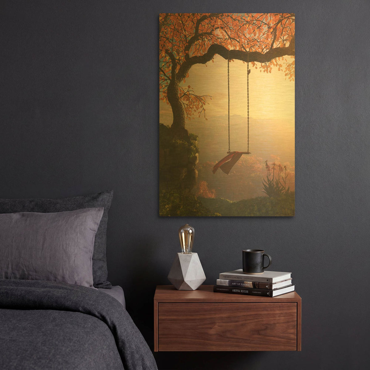 'Tree Swing' By Cynthia Decker Gold Metal Wall Art
