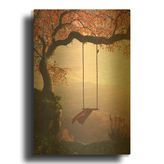'Tree Swing' By Cynthia Decker Gold Metal Wall Art