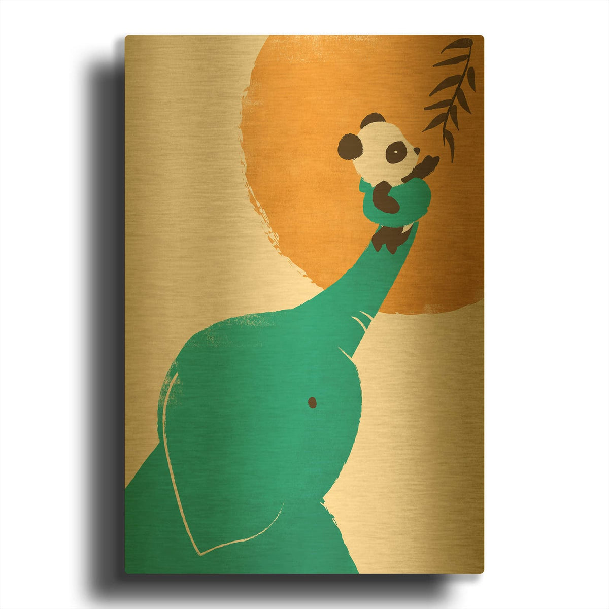 'Panda’s Little Helper' By Jay Fleck Gold Metal Wall Art
