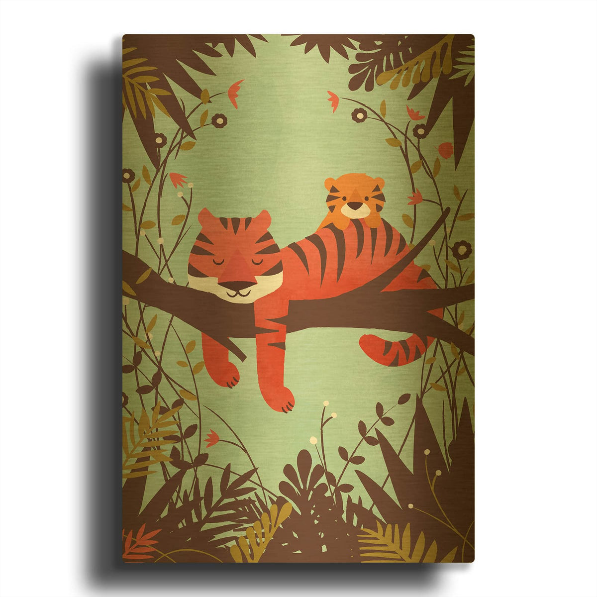 'Sleeping Tiger' By Jay Fleck Gold Metal Wall Art