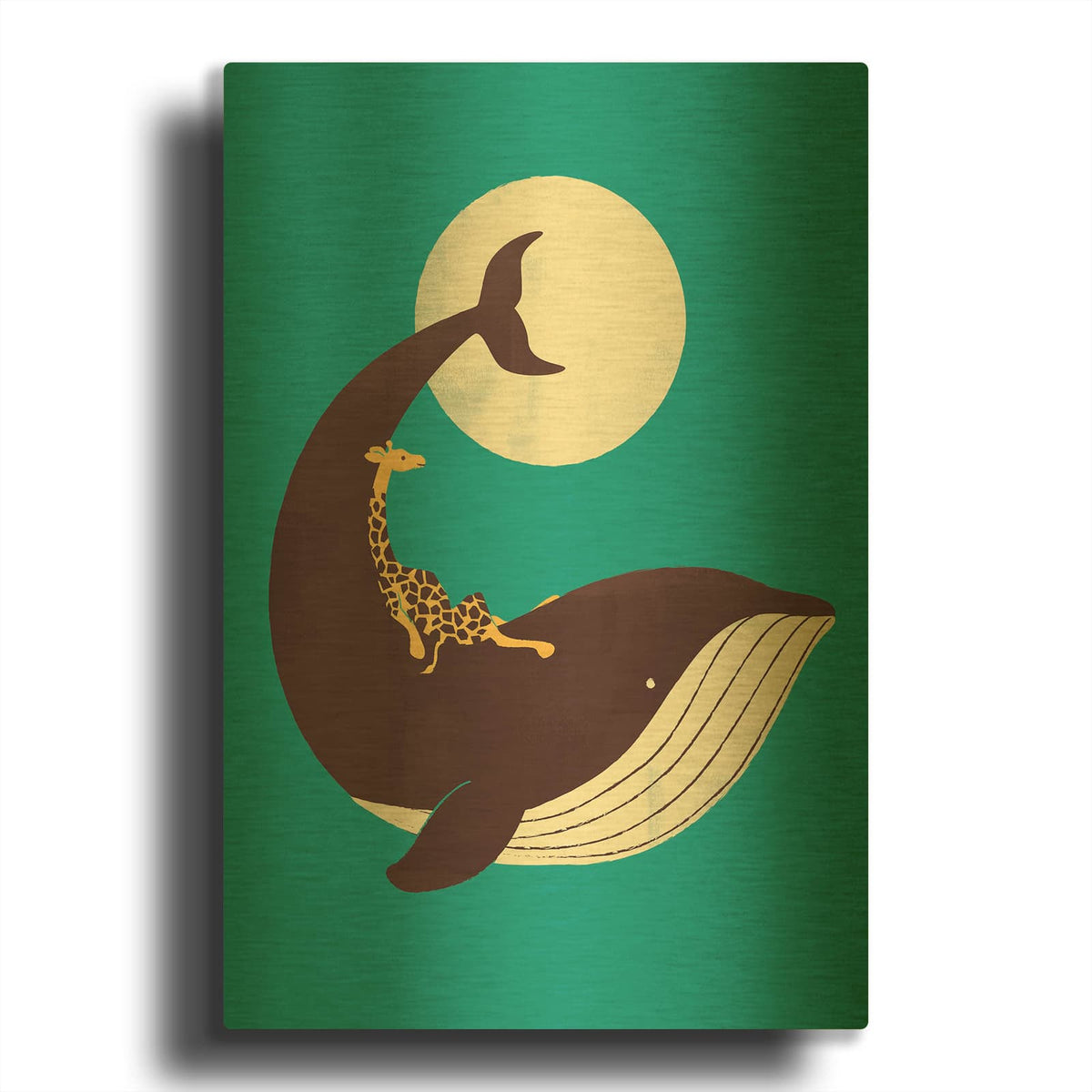 'The Giraffe and the Whale' By Jay Fleck Gold Metal Wall Art