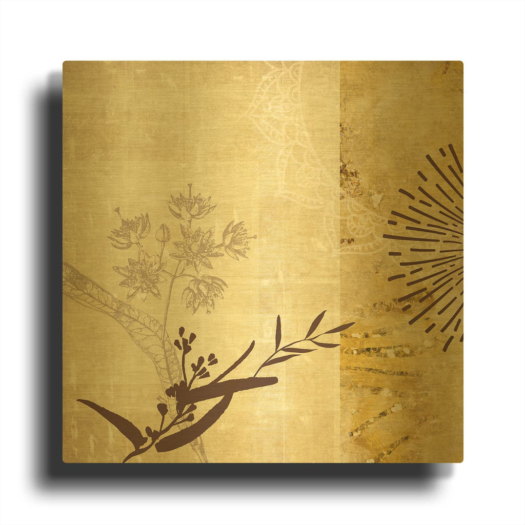 'Golden Henna Breeze 1' By Louis Duncan Gold Metal Wall Art